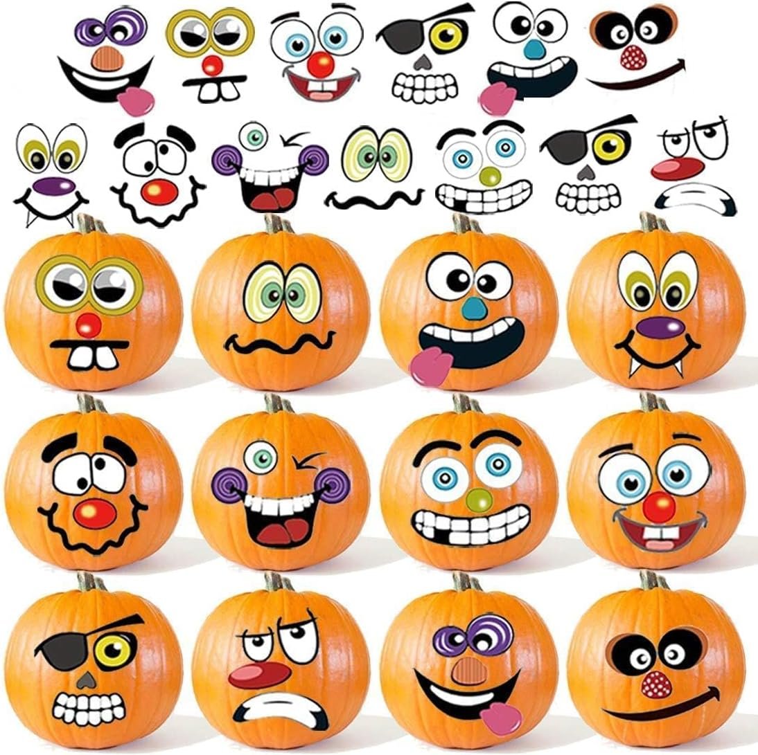 Mini Pumpkin Decorating Stickers for Kids, Party Favors