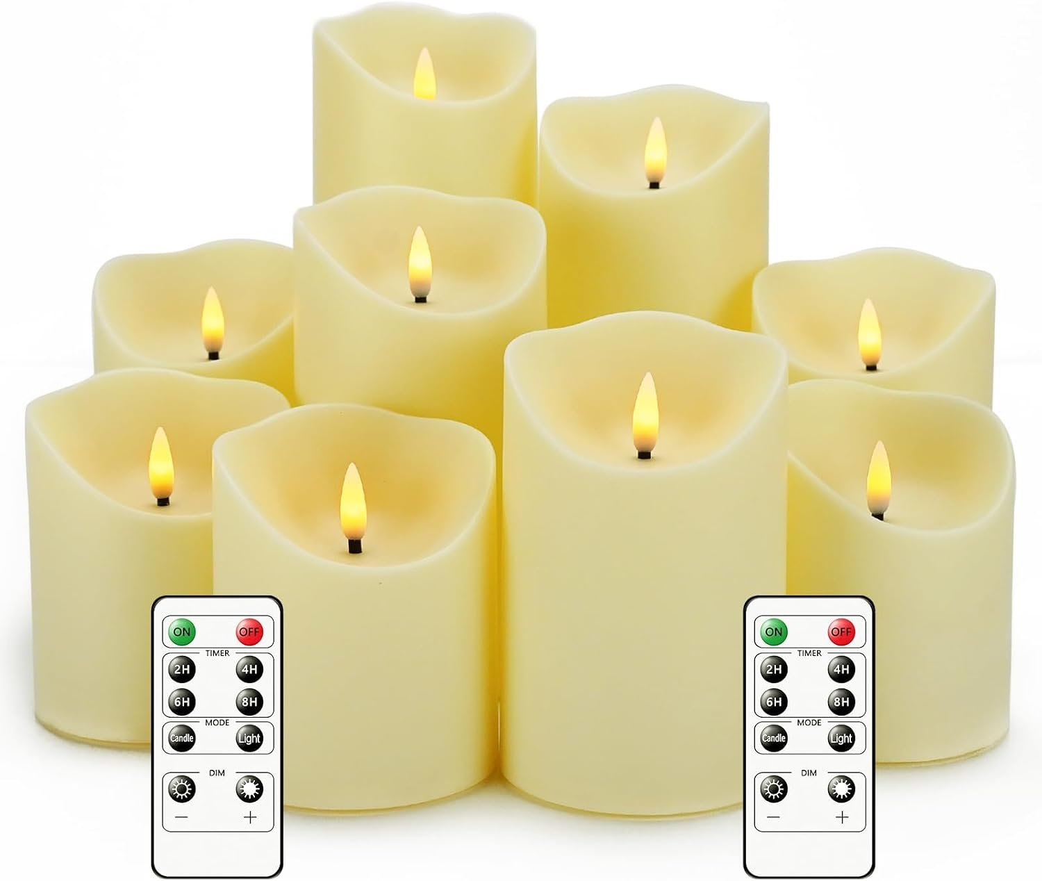 Nimiko Flameless Flickering Candles with Remote, Battery Operated, Timer
