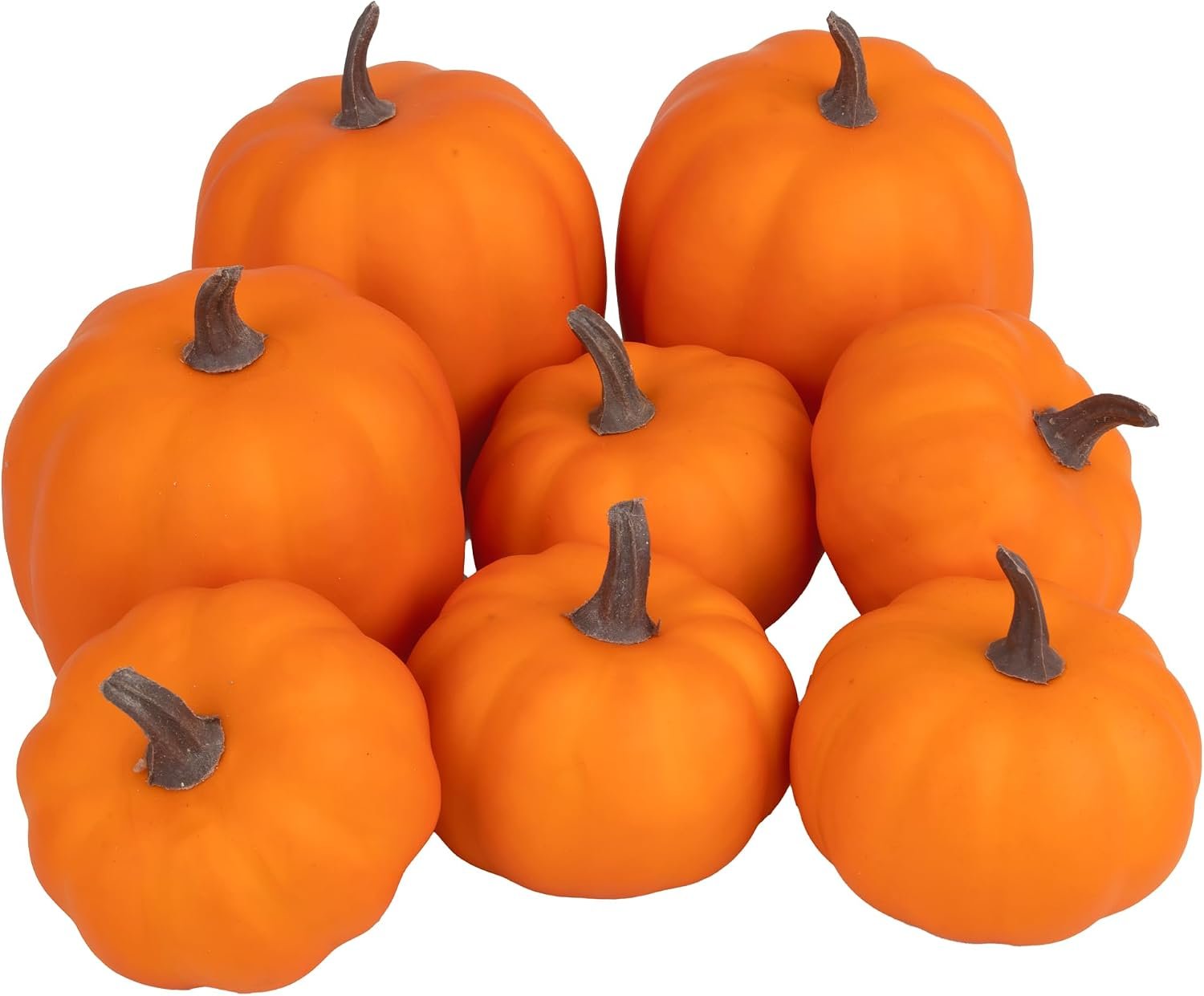Artgar Orange Artificial Foam Pumpkins, Harvest Decor, 8 Piece Set