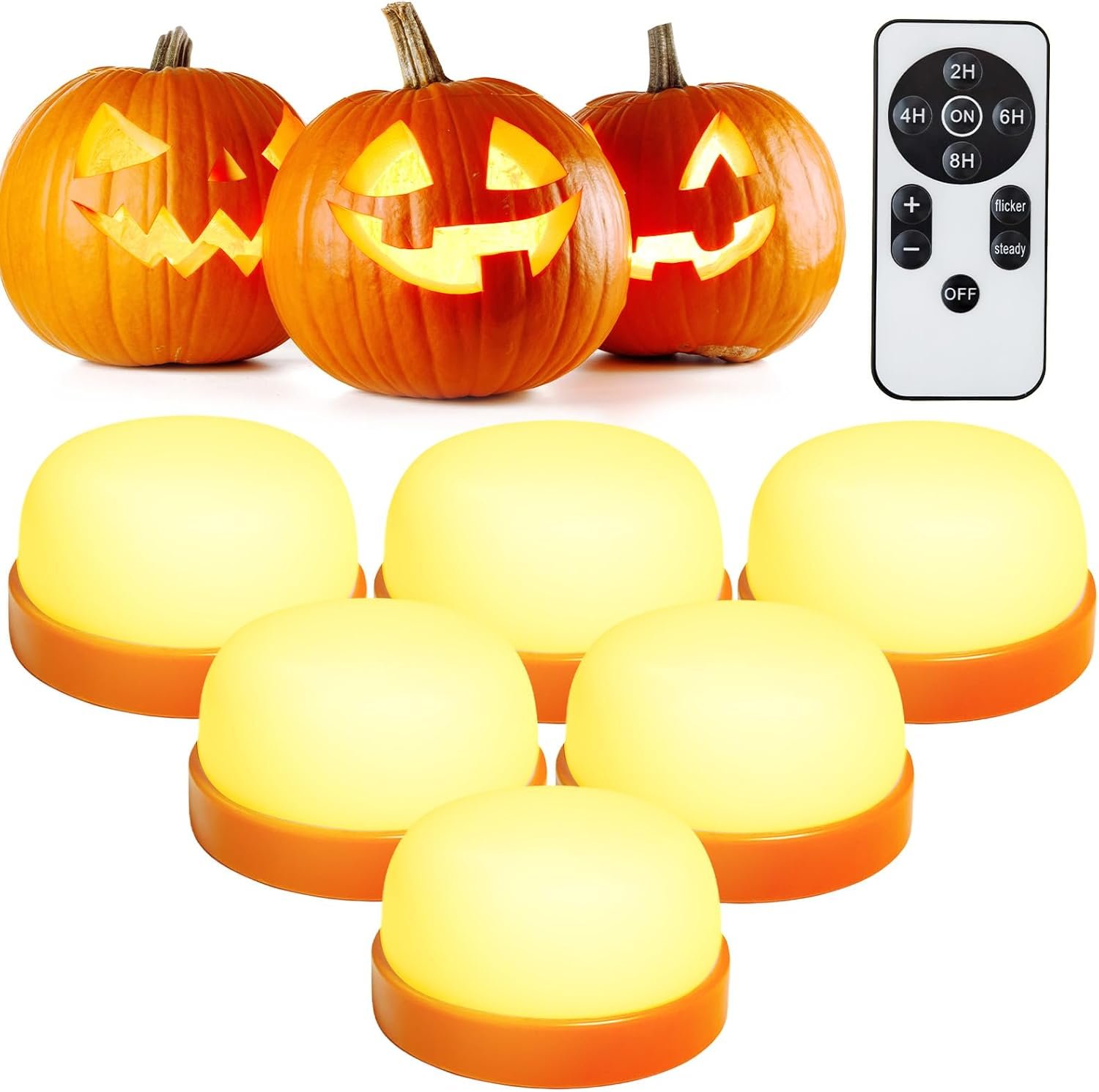 LED Pumpkin Lights with Remote and Timer, Jack-O-Lantern Light Set