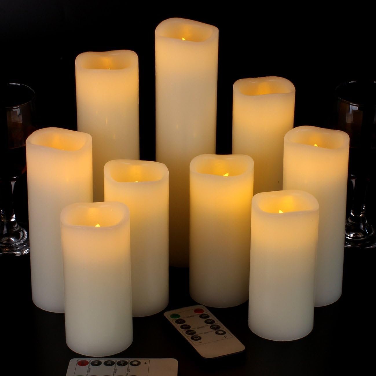 Vinkor Flameless Pillar LED Candles with Remote, Real Wax, Battery Operated