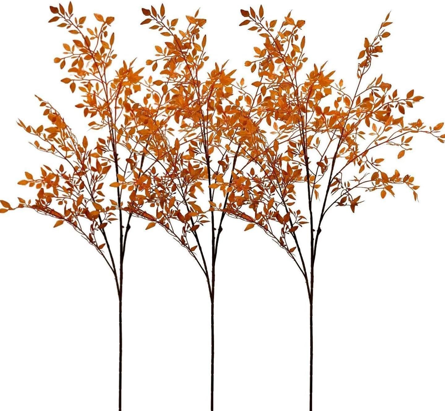 Fall Artificial Leaf Branches, 43.3 Inch, 3 Pcs, Tall Faux Stems