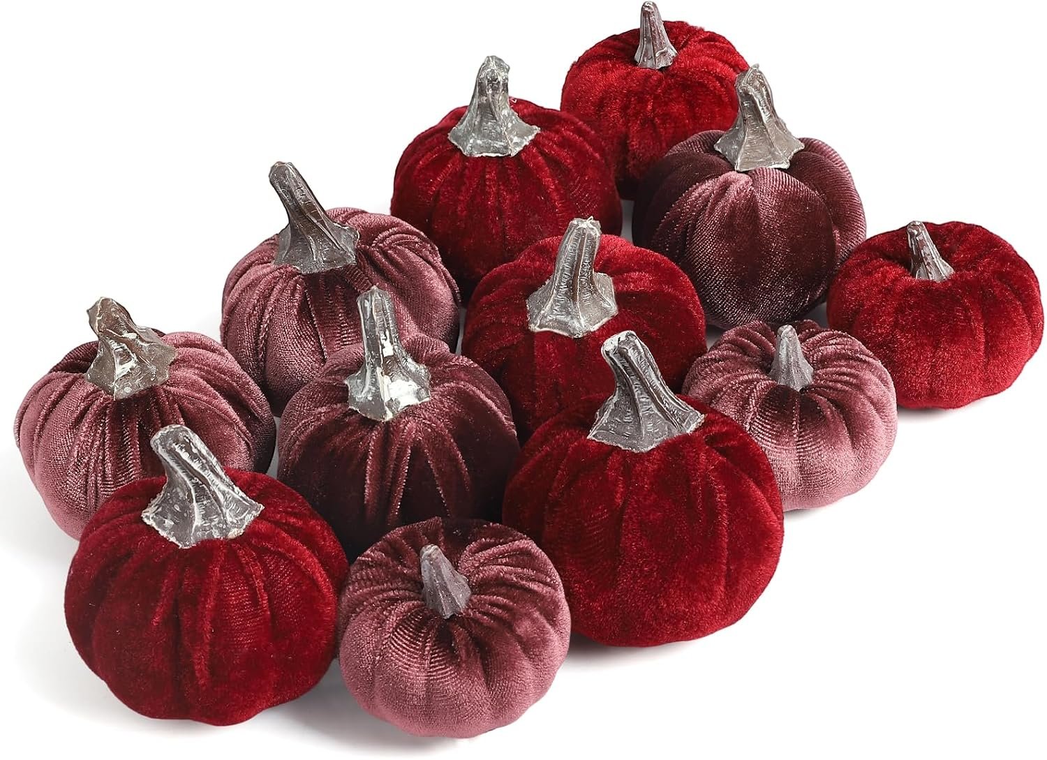Velvet Faux Pumpkins, 12 Pcs, Small Foam Fabric Fall Decor
