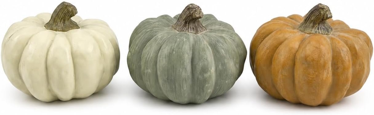SHEHIM Decorative Resin Pumpkin Decor, 3 Pack