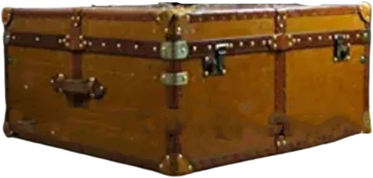 NauticalMart Leather Wood Trunk, Vintage Style Storage Trunk