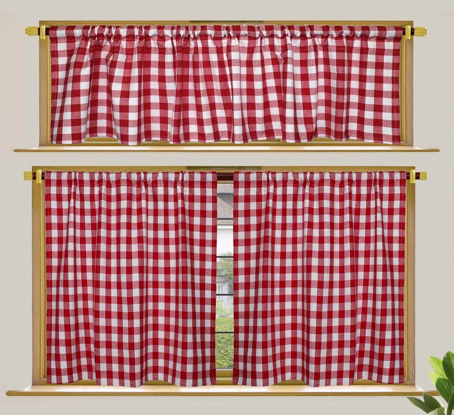 COTTON CRAFT Cafe Kitchen Window Curtain, Tier Curtains with Valance