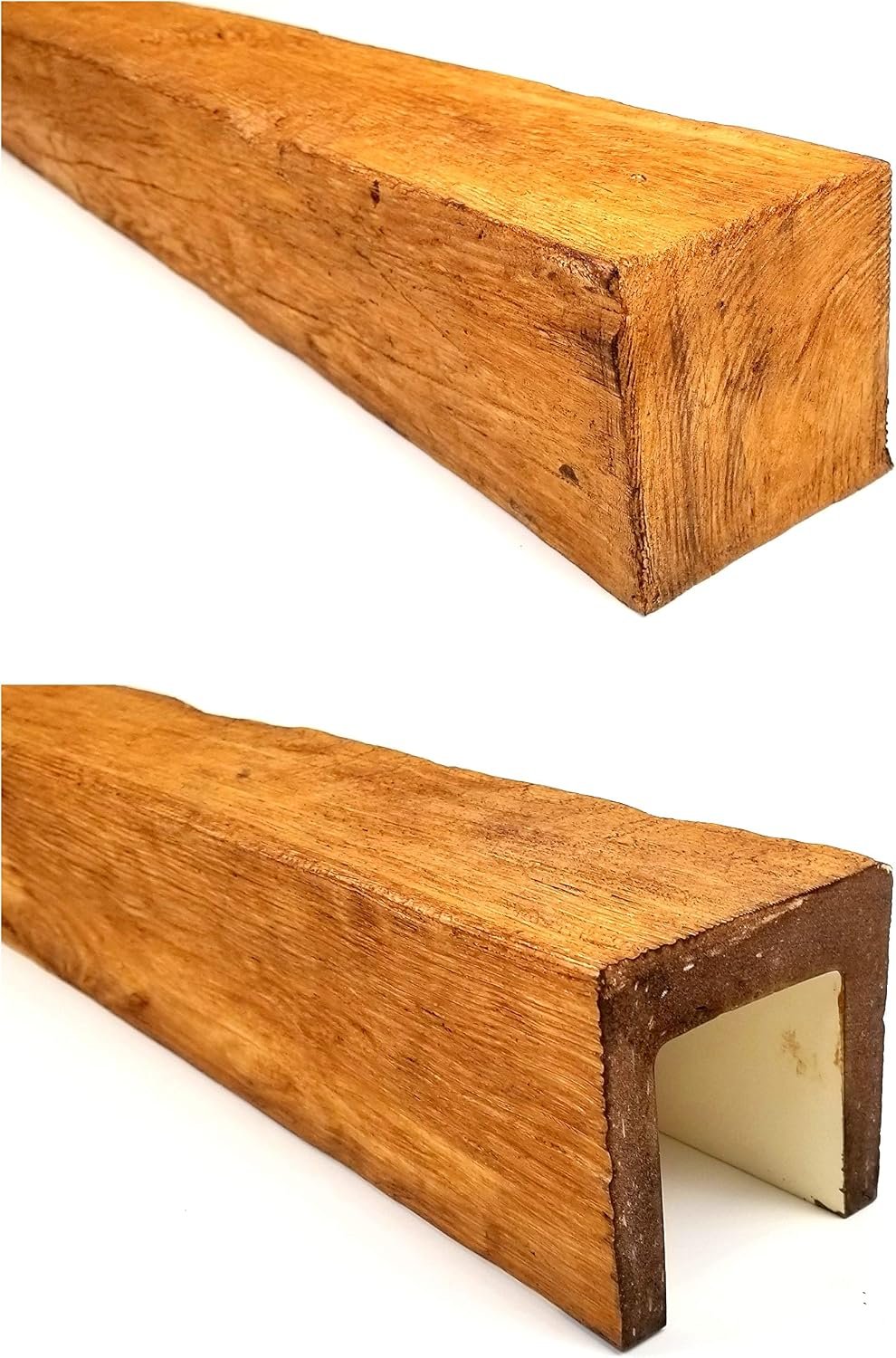 Faux Wood Beams, Pack of 2, Light Oak, Polyurethane
