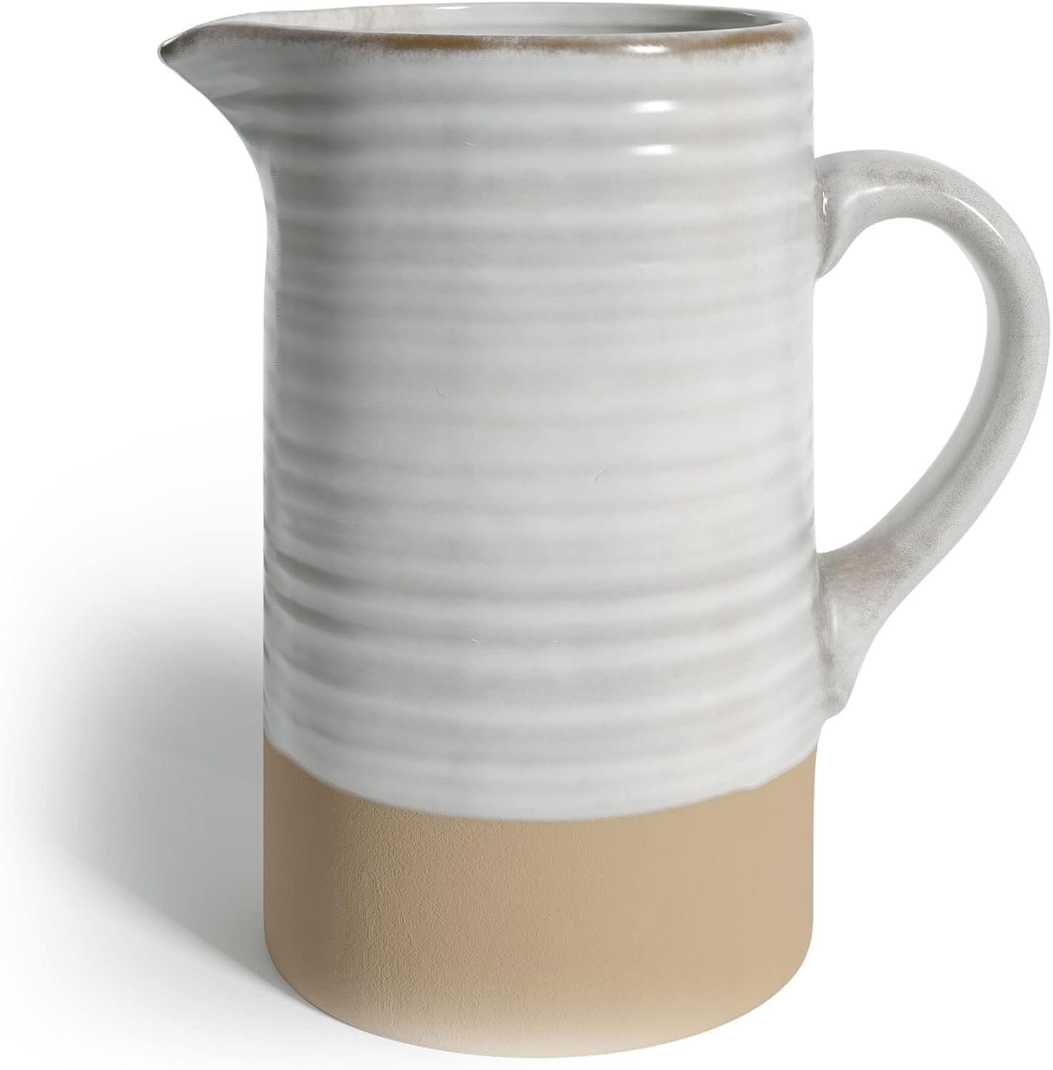Barnyard Designs 1.5 Quart White Ceramic Pitcher, Vintage Rustic Farmhouse