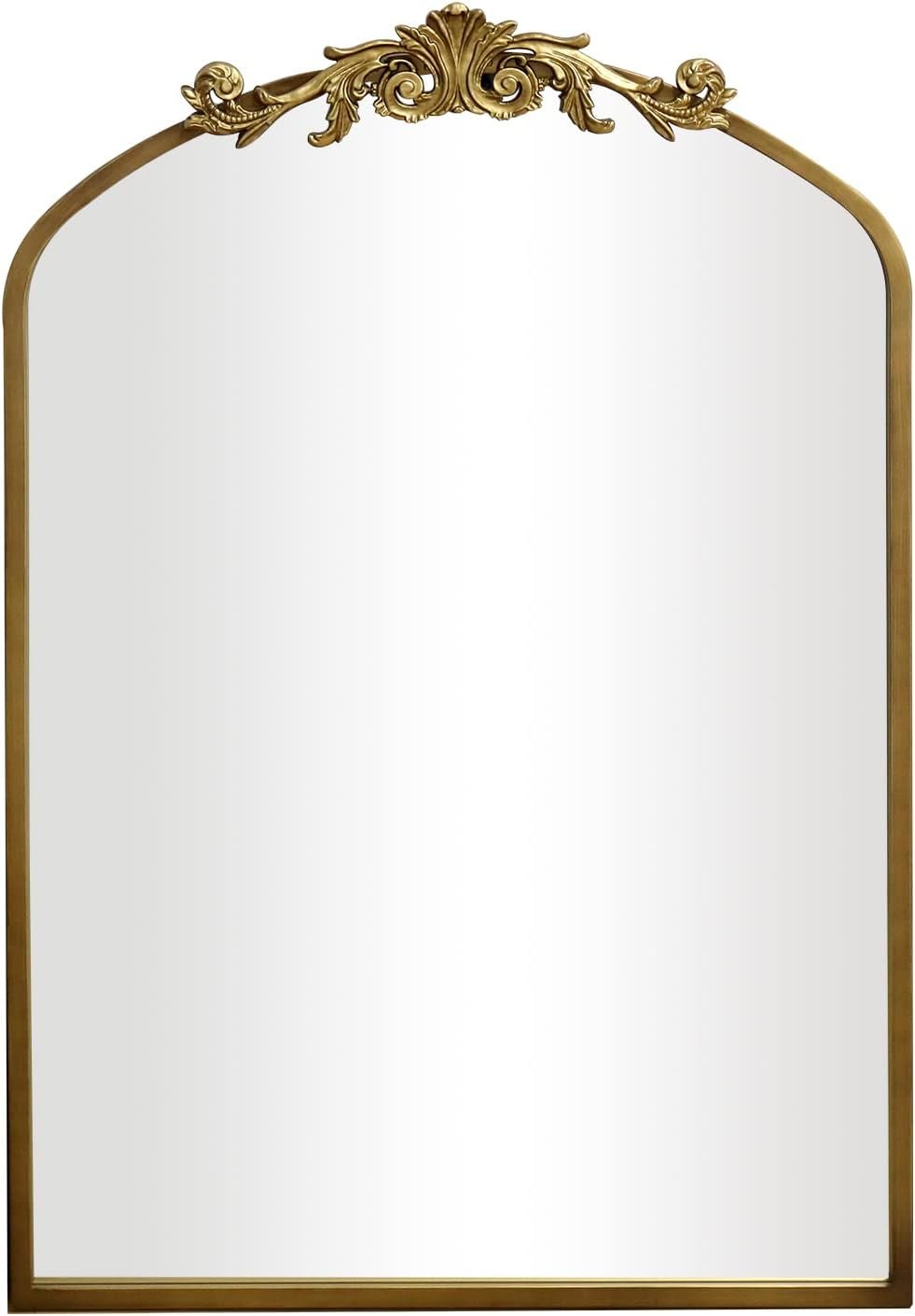 AIXI HOME Vintage Gold Vanity Arched Mirror, Ornate Metal Frame