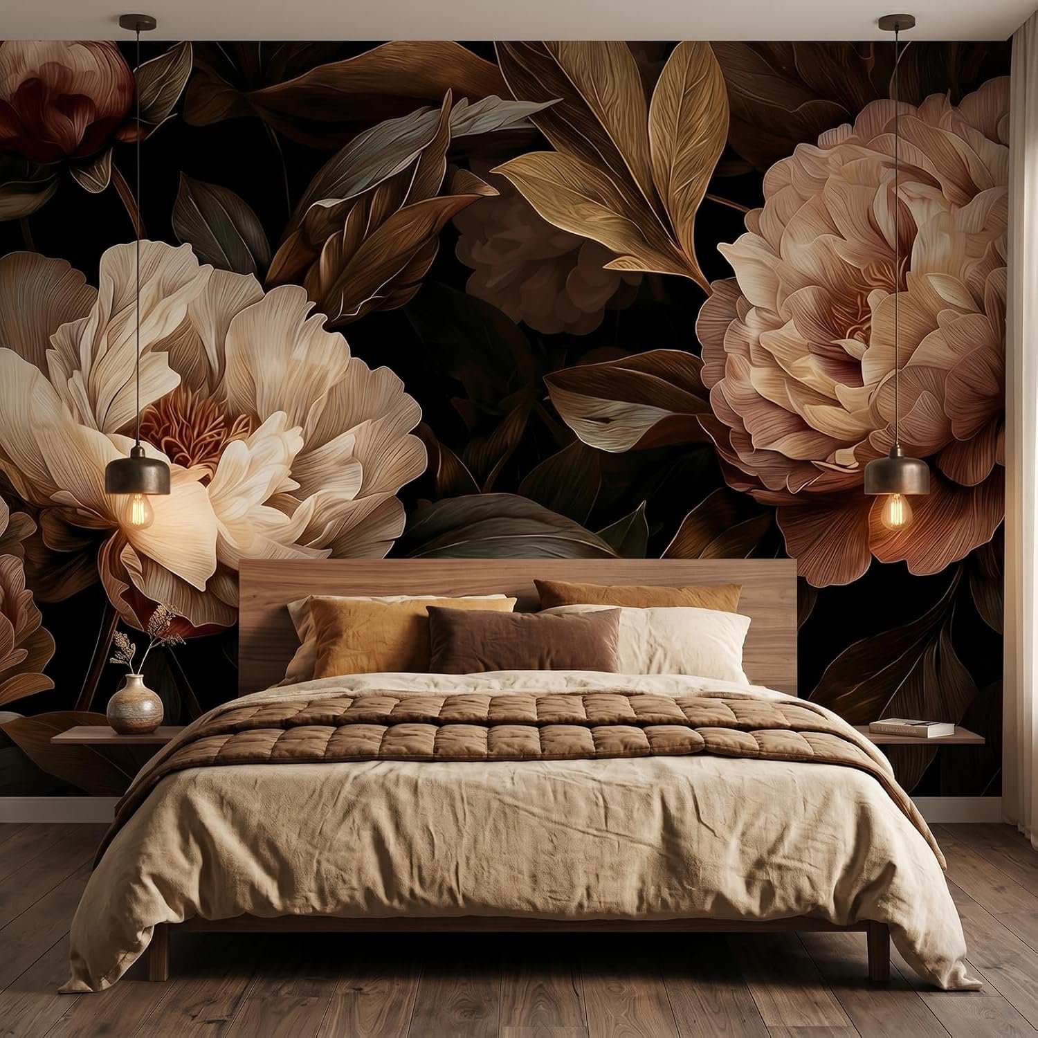 Floral Mural Wallpaper, Peel and Stick, Large Peony Flower