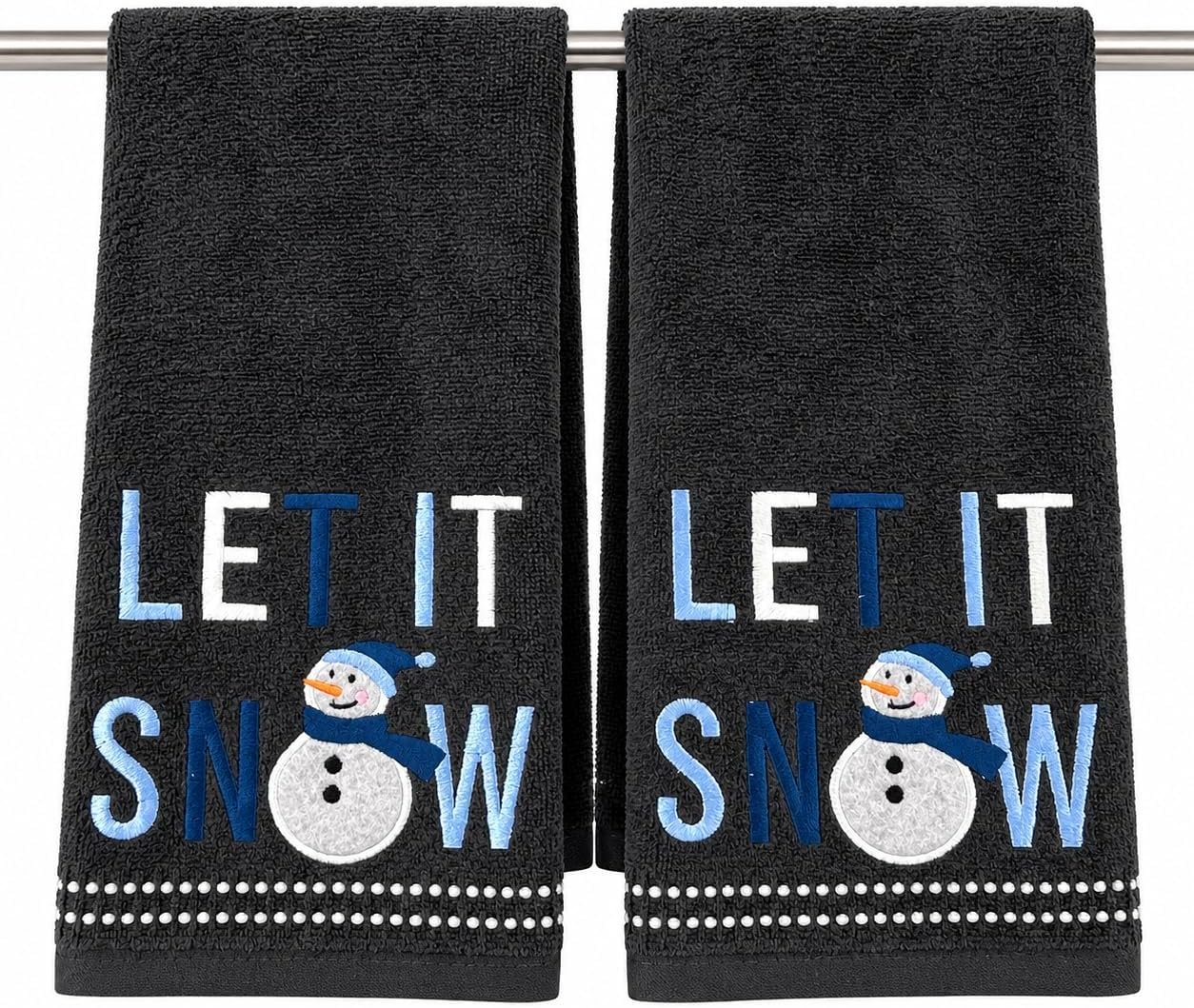 Serafina Home Embroidered Snowman Hand Towels, Set of 2