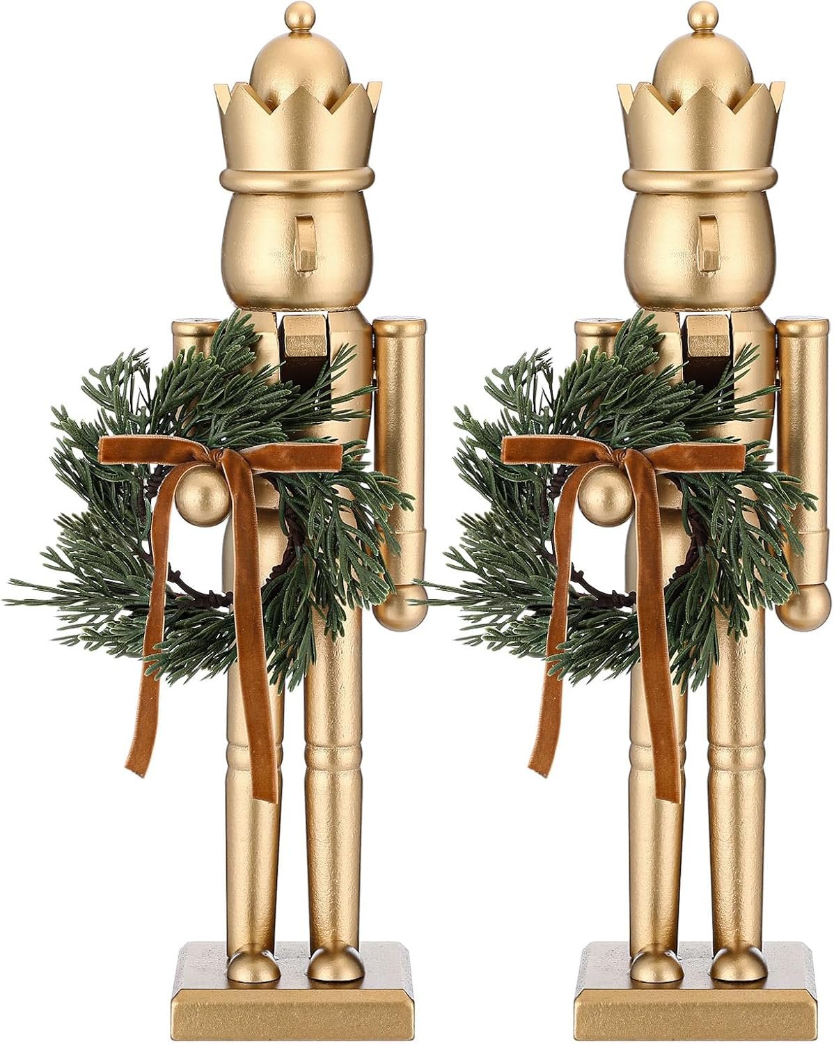 2 Pcs Gold Christmas Nutcracker, 15 Inch Wooden Figure