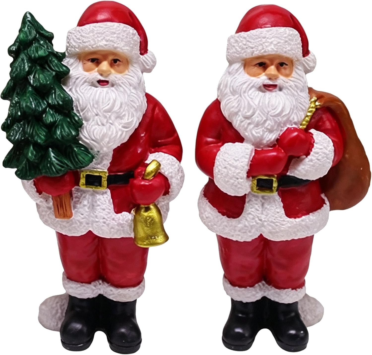 Ysqool 2 Pcs Vintage Resin Santa Claus Figurines