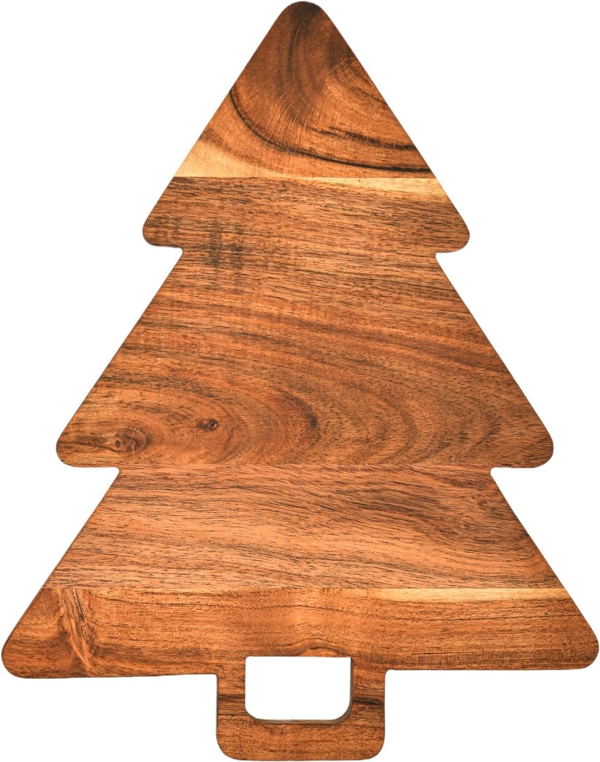 Christmas Tree Shaped Wood Cutting Board with Handle, 14x11 Inch