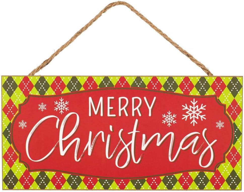 Holly Jolly Christmas Wooden Sign, 12.75x11.75 Inch