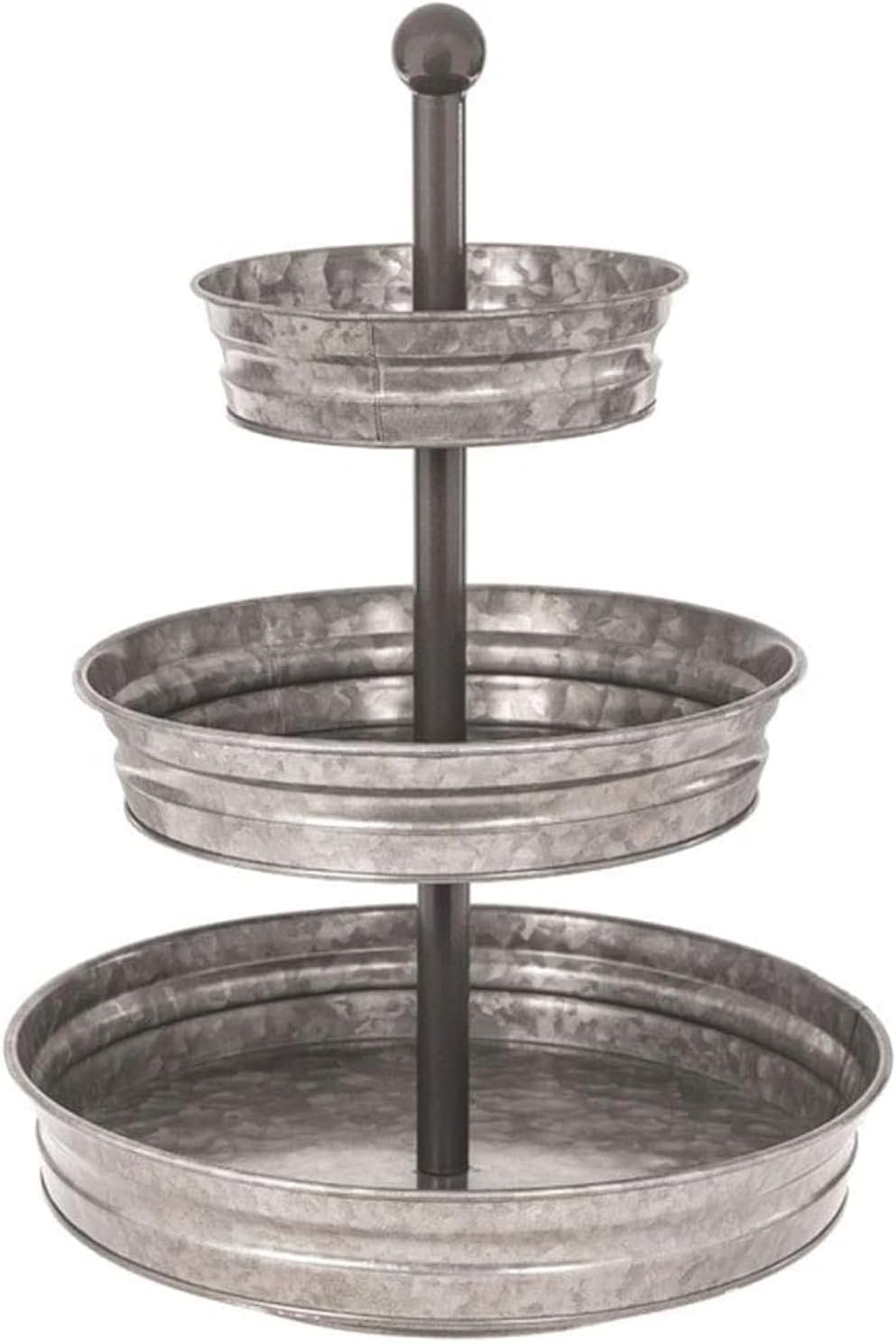 WallCharmers 3 Tier Galvanized Round Metal Tray, 18 Inch