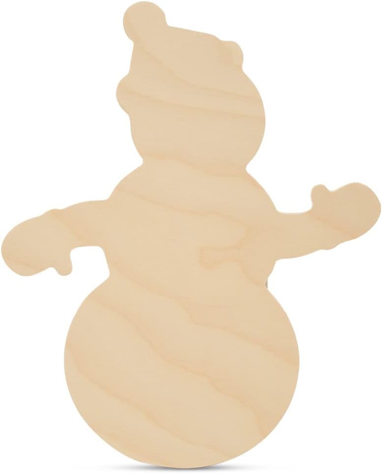 Large Wooden Snowman Cutout, 12 Inch, Unfinished Winter Decor