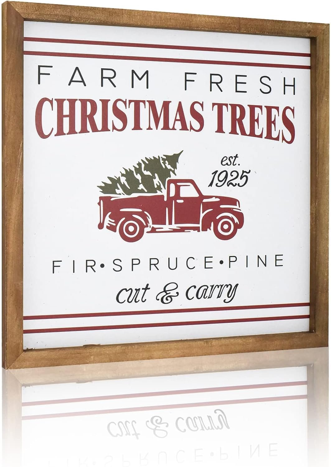 Farm Fresh Christmas Trees Wall Decor Sign, Wood Framed, 12x12 Inch