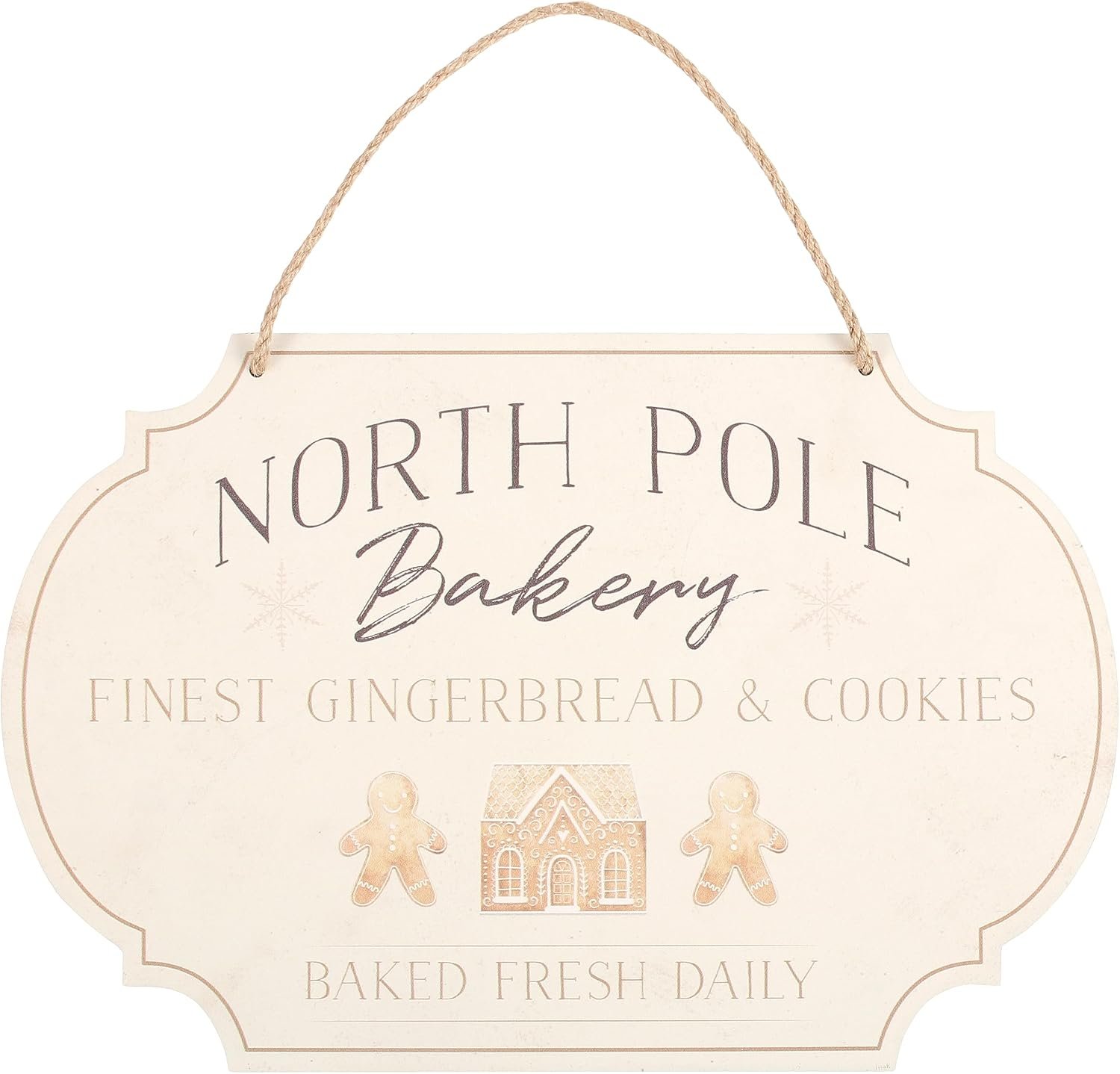 North Pole Bakery Hanging Sign, Festive Small Wooden Frame