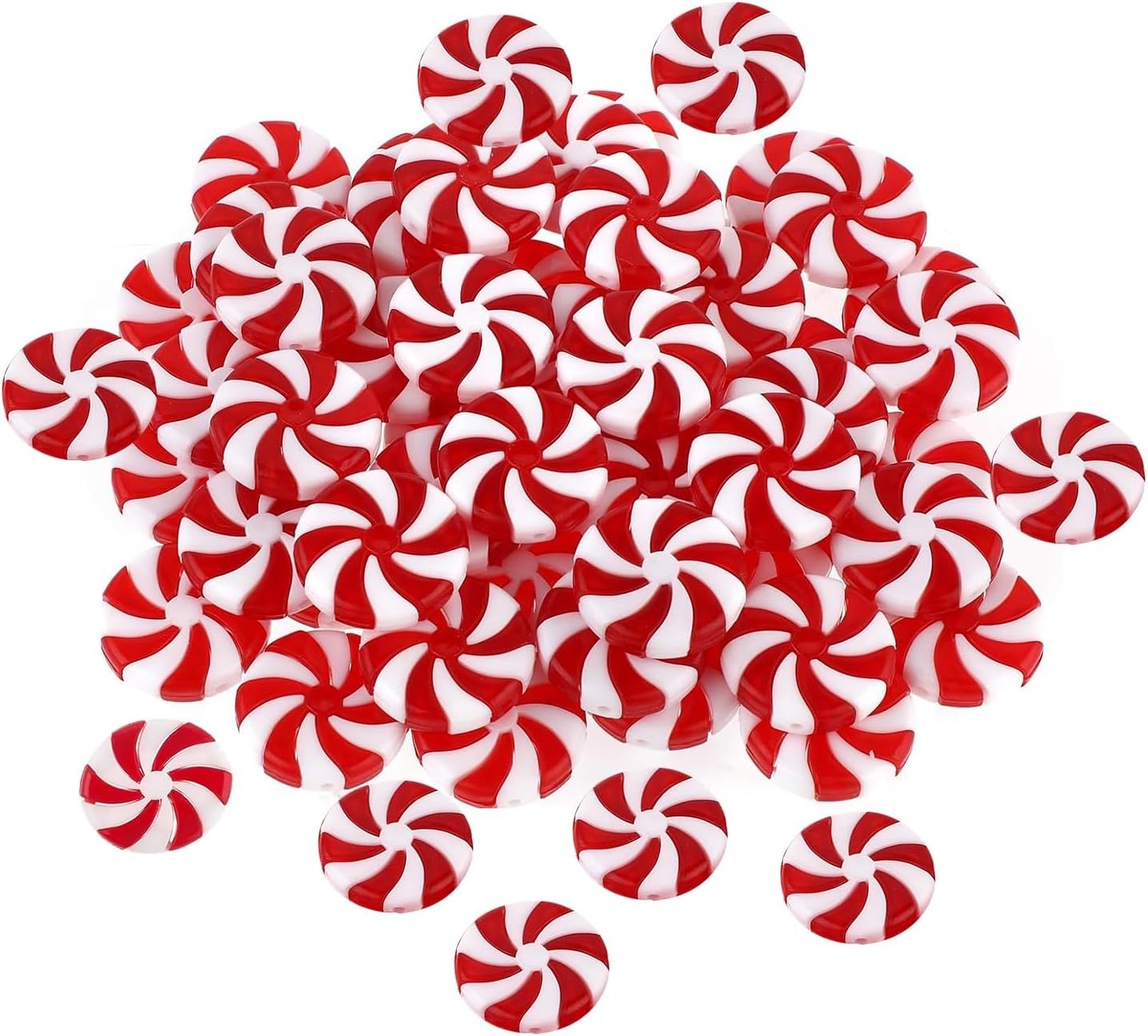 50 Pcs Peppermint Christmas Ornaments, Fake Peppermint Candy for Crafts and Decor