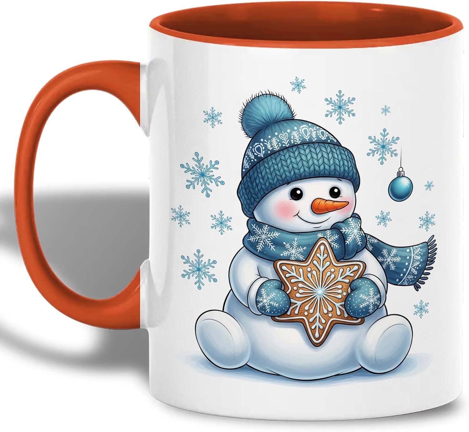 The Home Champs Cute Snowman Christmas Mug, Blue Hat and Scarf, 11 oz