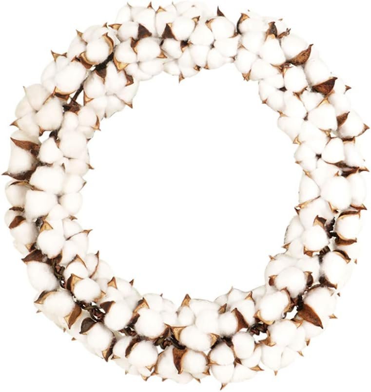 The Wreath King 18-23" Cotton Ball Wreath, Adjustable Stems