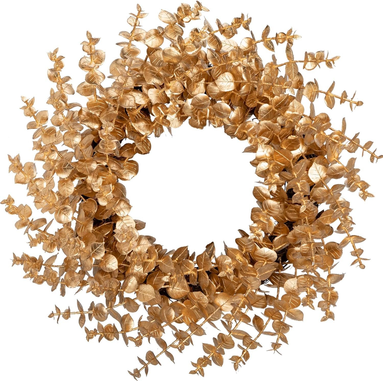 Briful 20 Inch Gold Eucalyptus Christmas Wreath, Grapevine Base