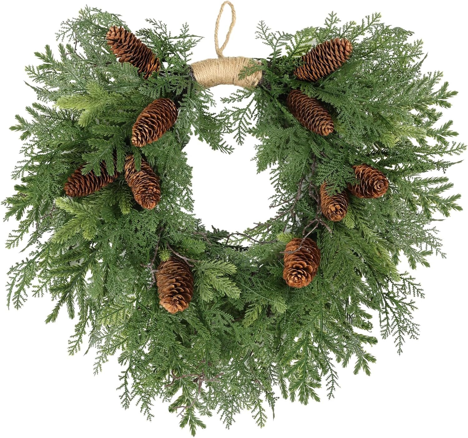 22'' Artificial Pine Christmas Wreath with Pine Cones, Cedar
