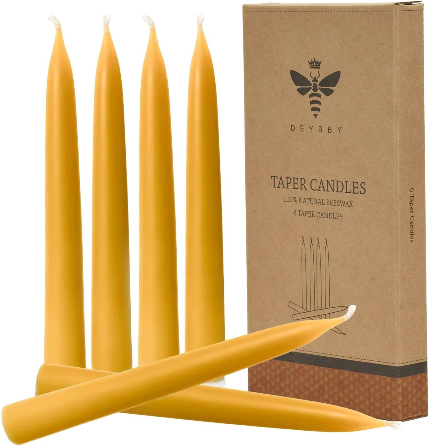 Cream Beeswax Taper Candles, 6-Pack