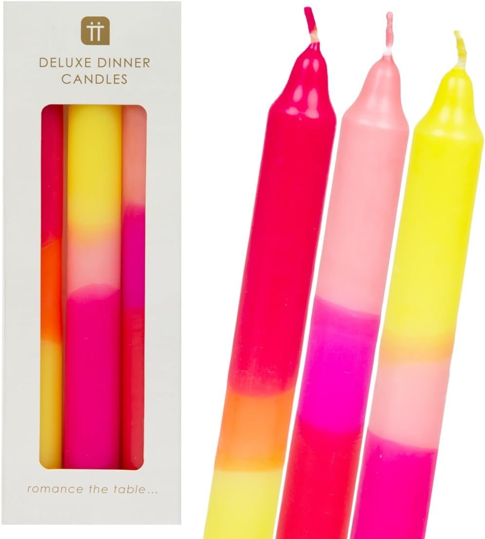 Ombre Taper Candles, Pink Orange Yellow
