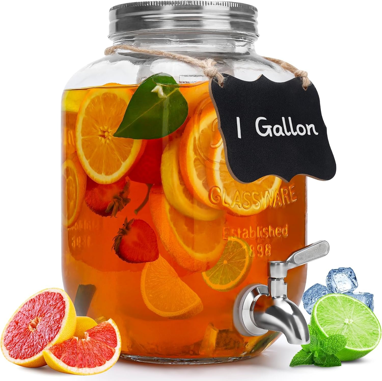 Glass Beverage Dispenser with Spigot