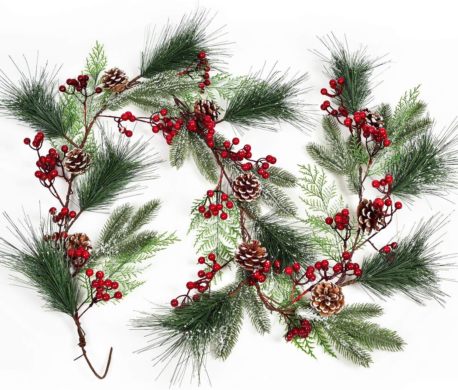 DearHouse 6FT Berry Pine Christmas Garland with Pinecones