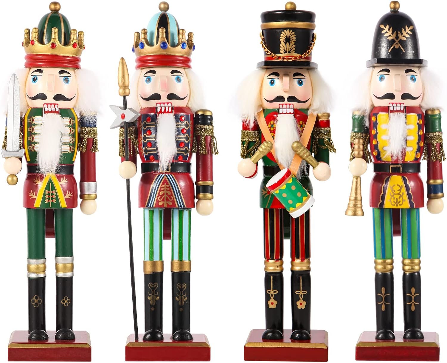 SurpriseSeptember 4 Pcs Traditional Wooden Nutcracker Soldiers, 12 Inch