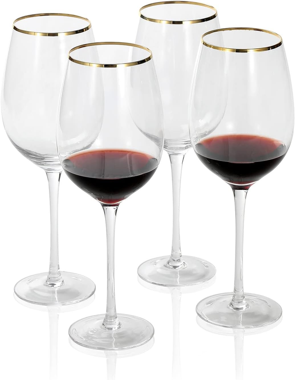 Gold Rim Stemless Crystal Wine Glasses, Set of 6, 18 oz