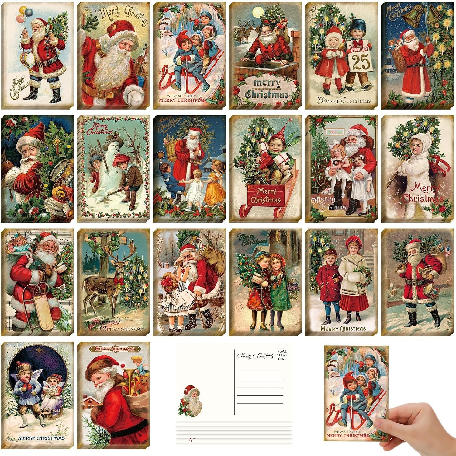 80 Pcs Vintage Christmas Postcards, 4 x 6 in, 20 Designs