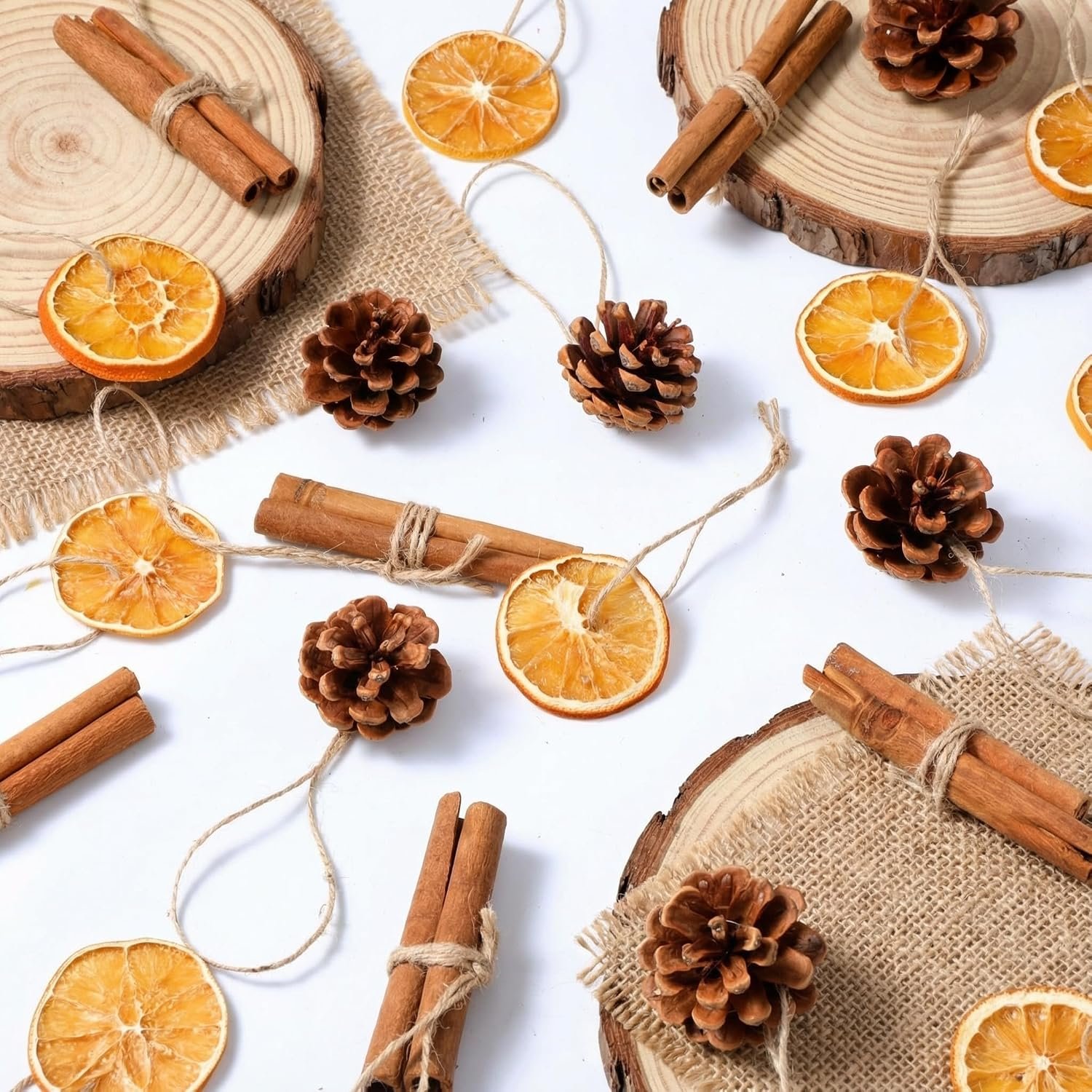 Liliful 60 Pcs Dried Orange Slices, Pine Cones and Cinnamon Sticks
