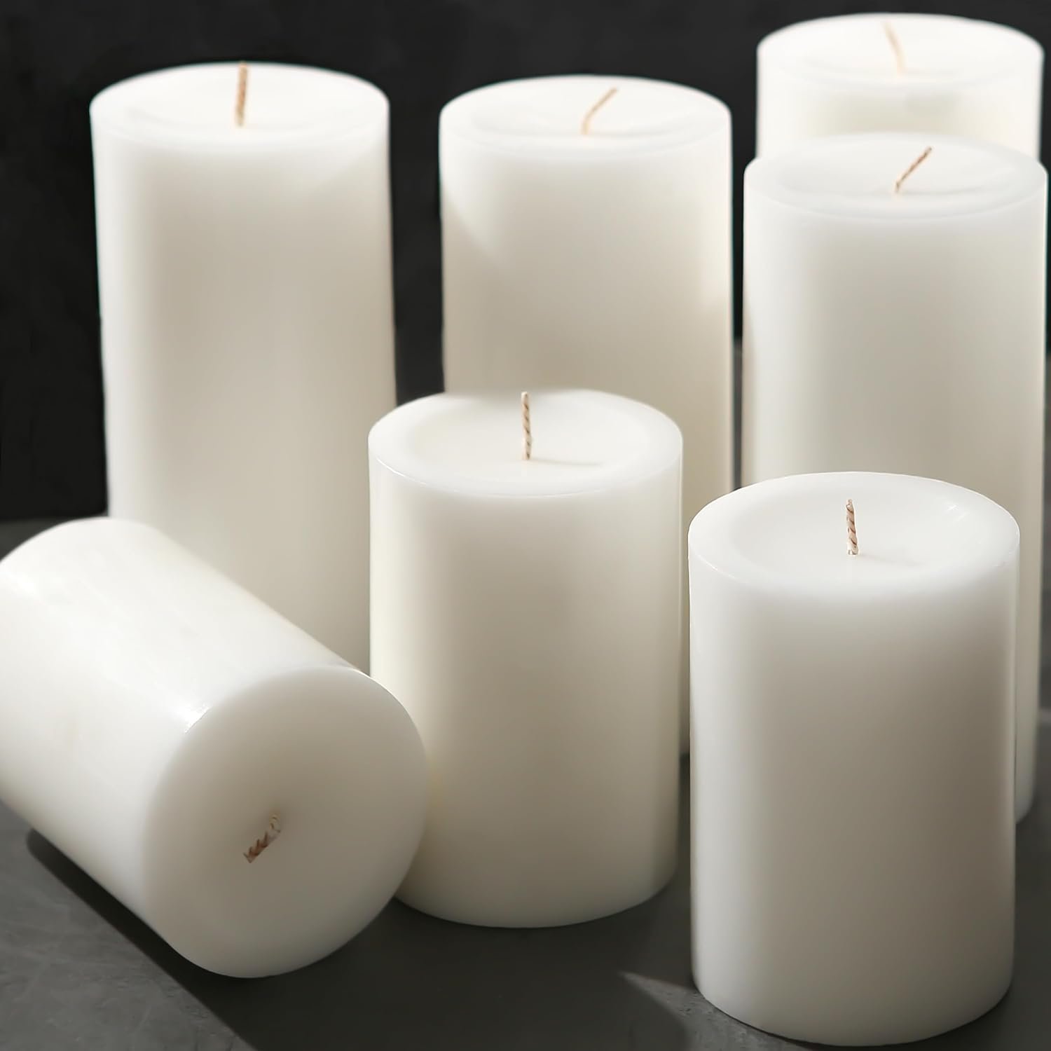 Unscented White Pillar Candles, 6 Pack, Dripless and Smokeless