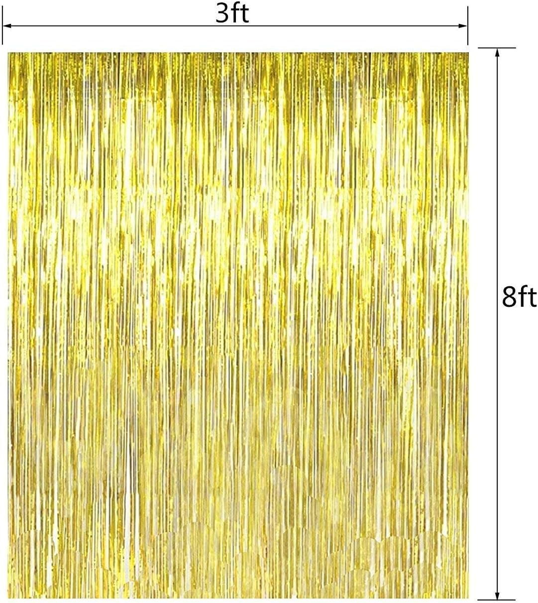 Gold Metallic Tinsel Fringe Curtain, 4-Pack