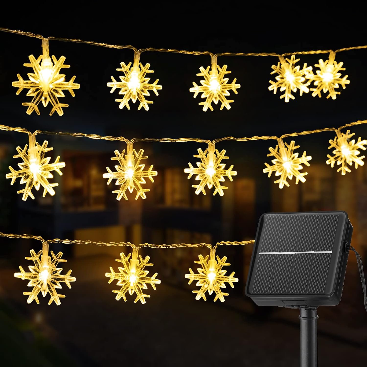 Solar Snowflake LED String Lights