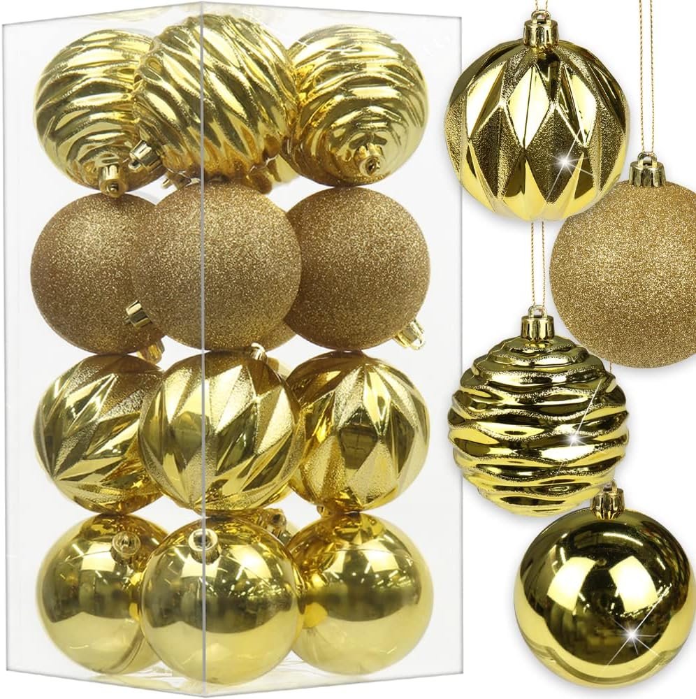 Gold Ball Ornaments, 16-Piece Set