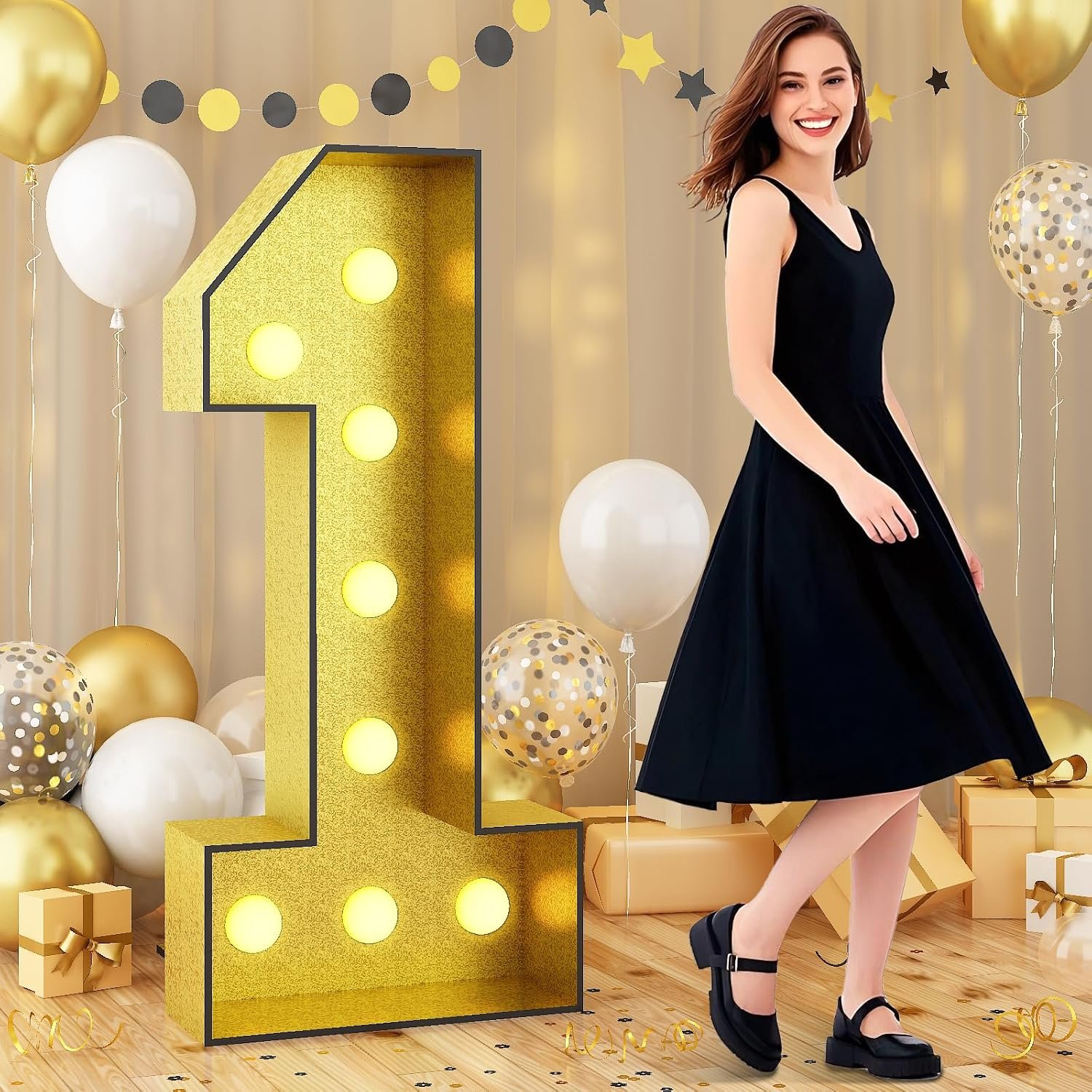 Gold Light-Up Marquee Number