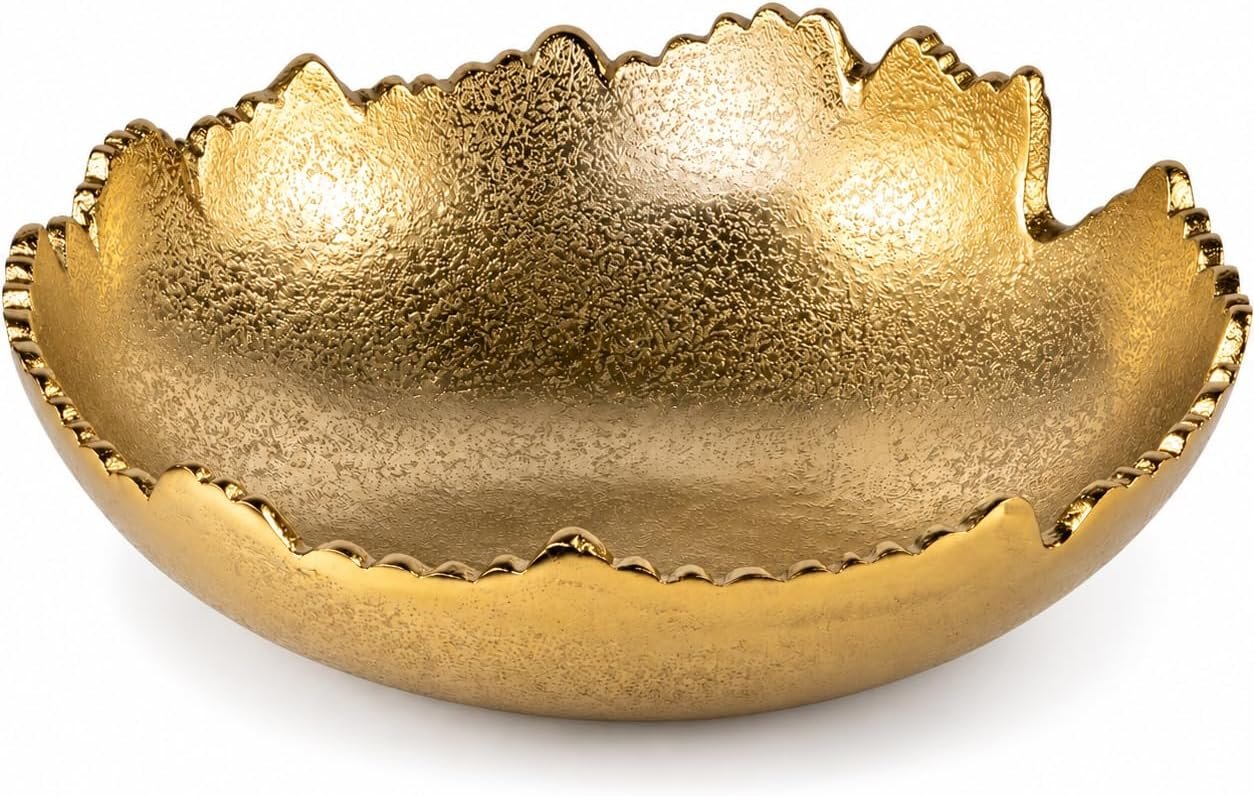 Red Co. 8.75" Gold Moon Decorative Hammered Metal Centerpiece Bowl
