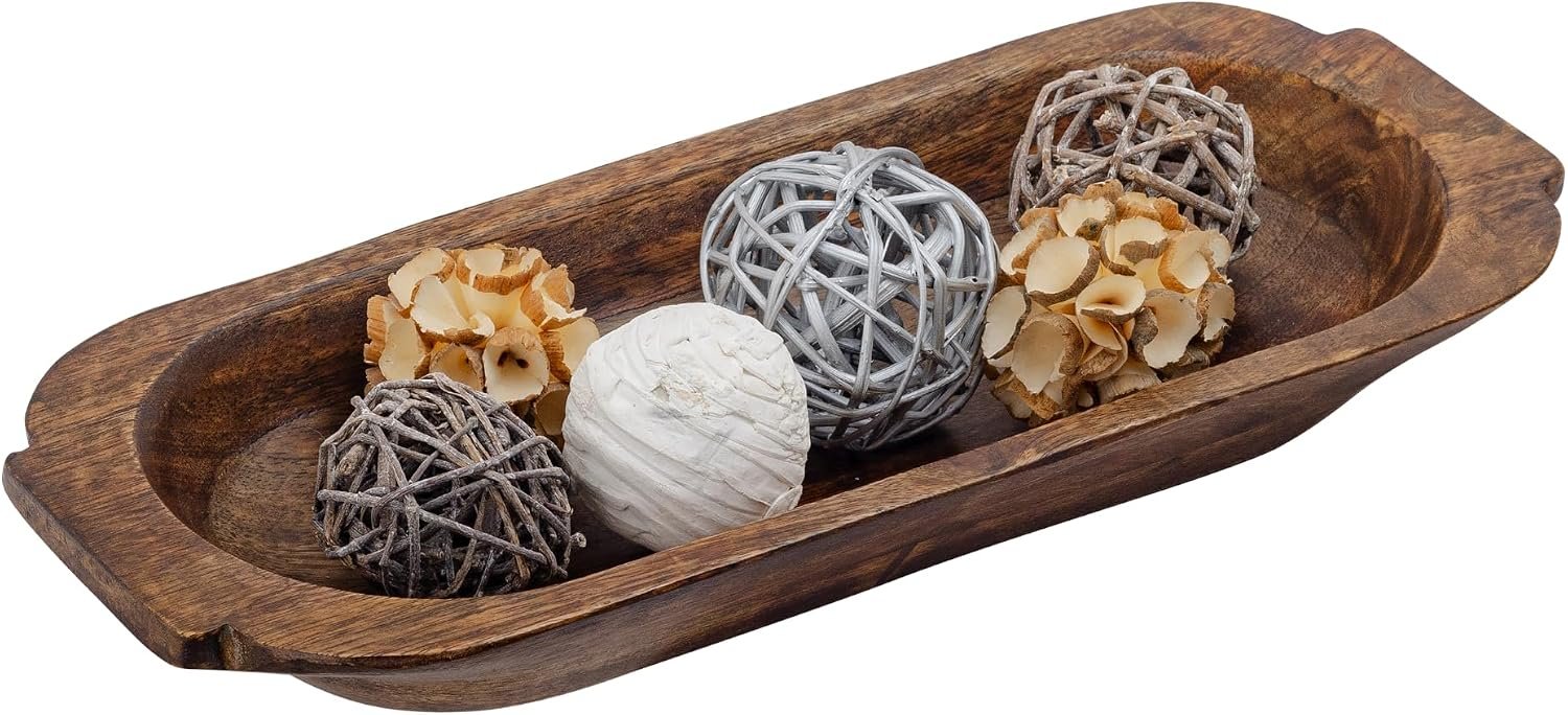 Mie Creations 16'' Large Wooden Dough Bowl for Decor