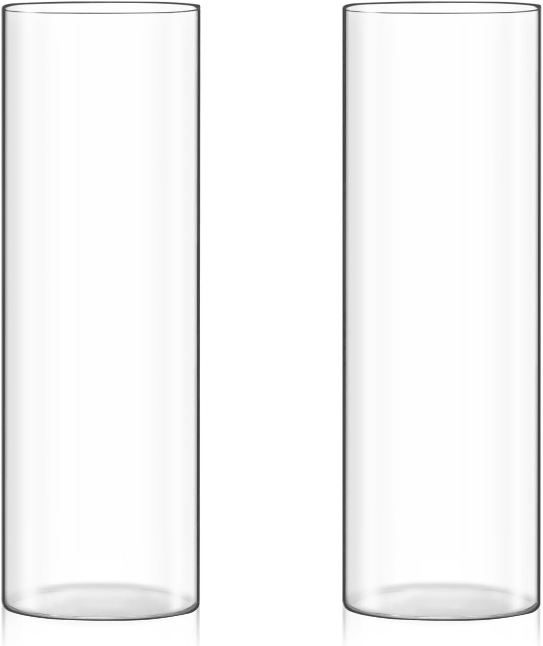 Fixwal Set of 2 Clear Tall Glass Cylinder Vases