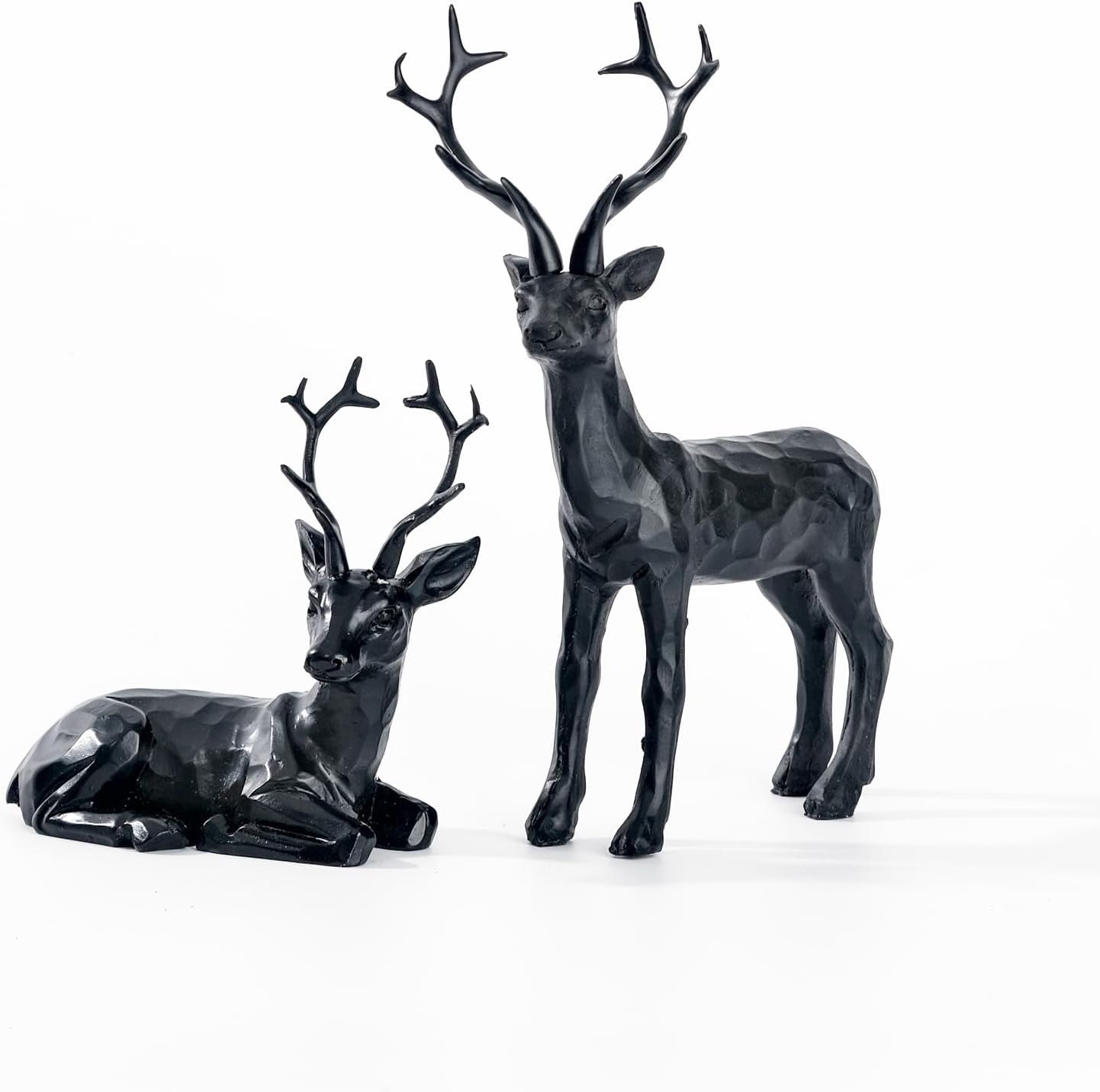 DN DECONATION 2Pcs Black Reindeer Figurine Decoration, Resin Deer Statues