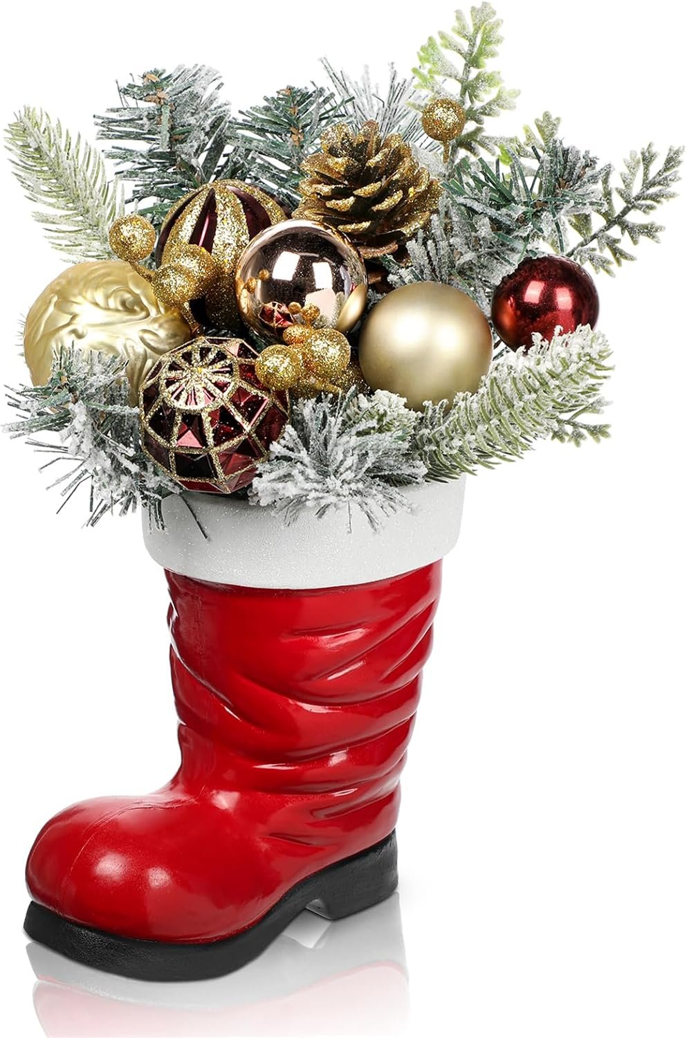 14" Tabletop Christmas Tree in Ceramic Boot Pot, Gold