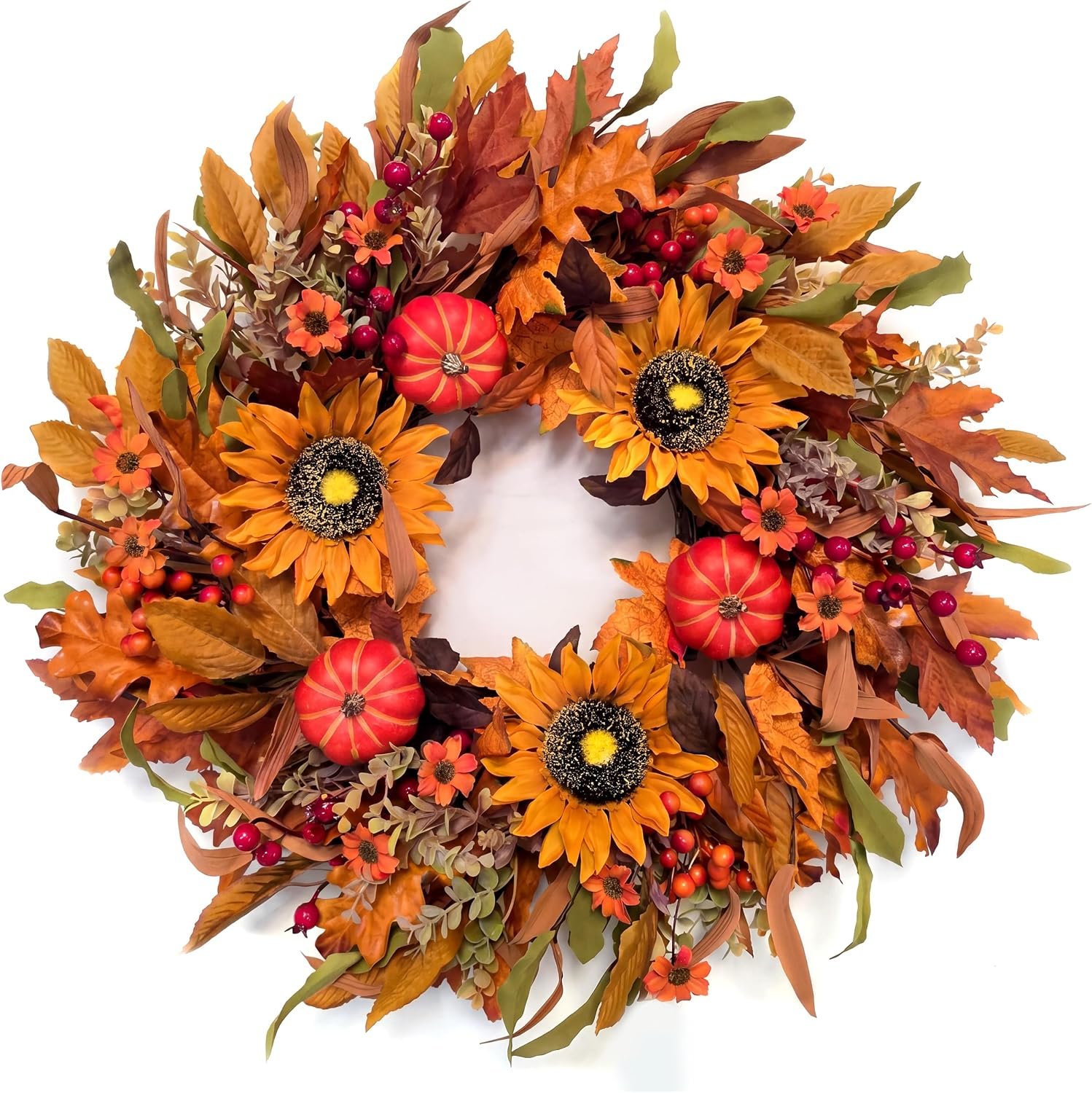 Harvest Fall Wreath for Front Door, Farmhouse Thanksgiving Decor