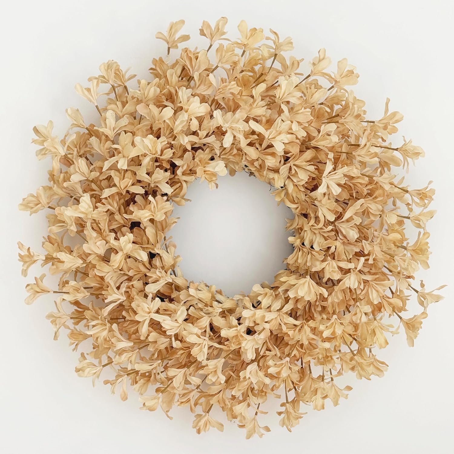 24 Inch Beige Forsythia Autumn Wreath for Front Door