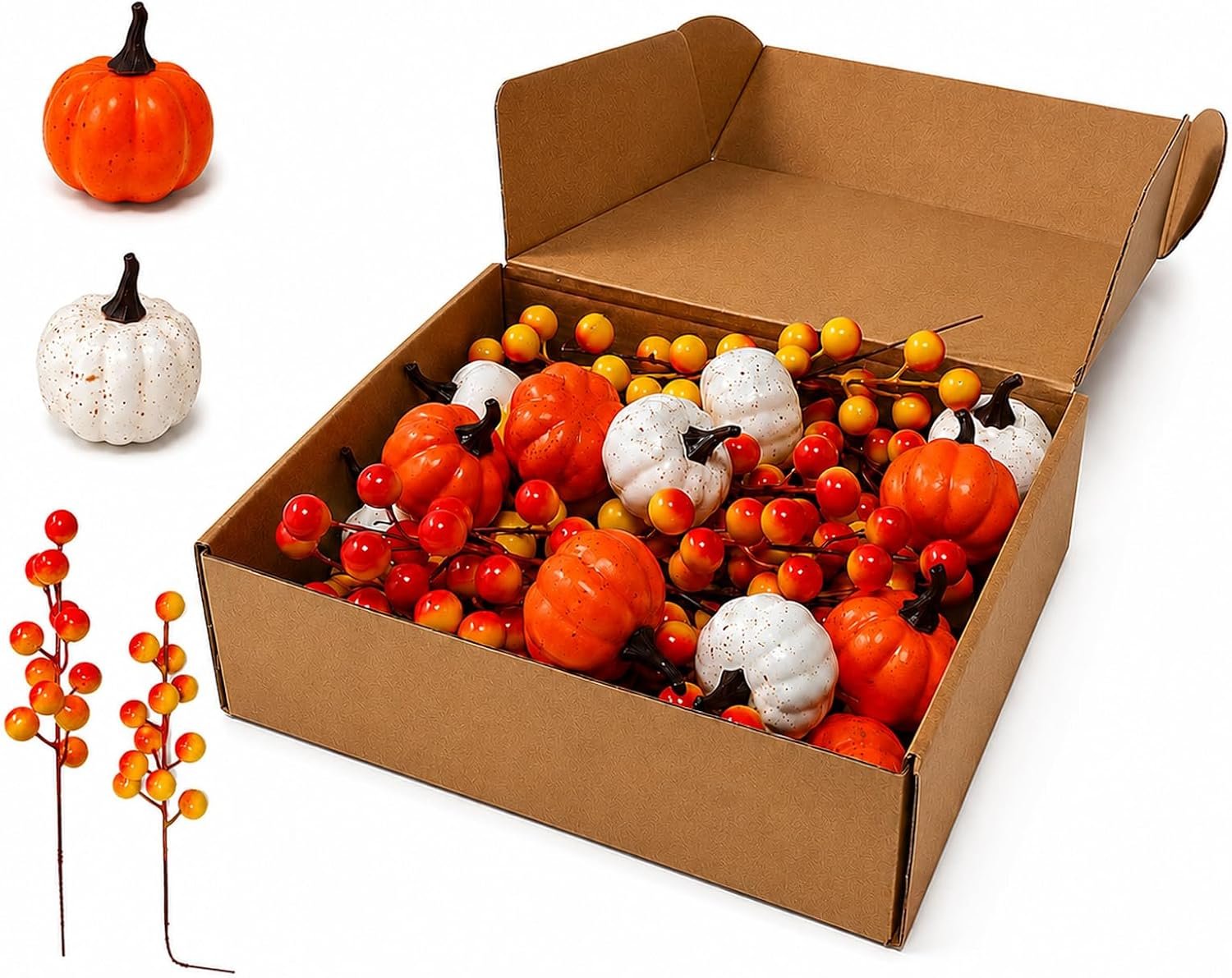 Fall Berry Stems and Mini Pumpkins, 36 Pcs, Autumn Picks for Decor