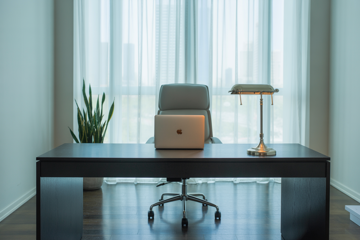 How to Style a Home Office Around a Black Desk